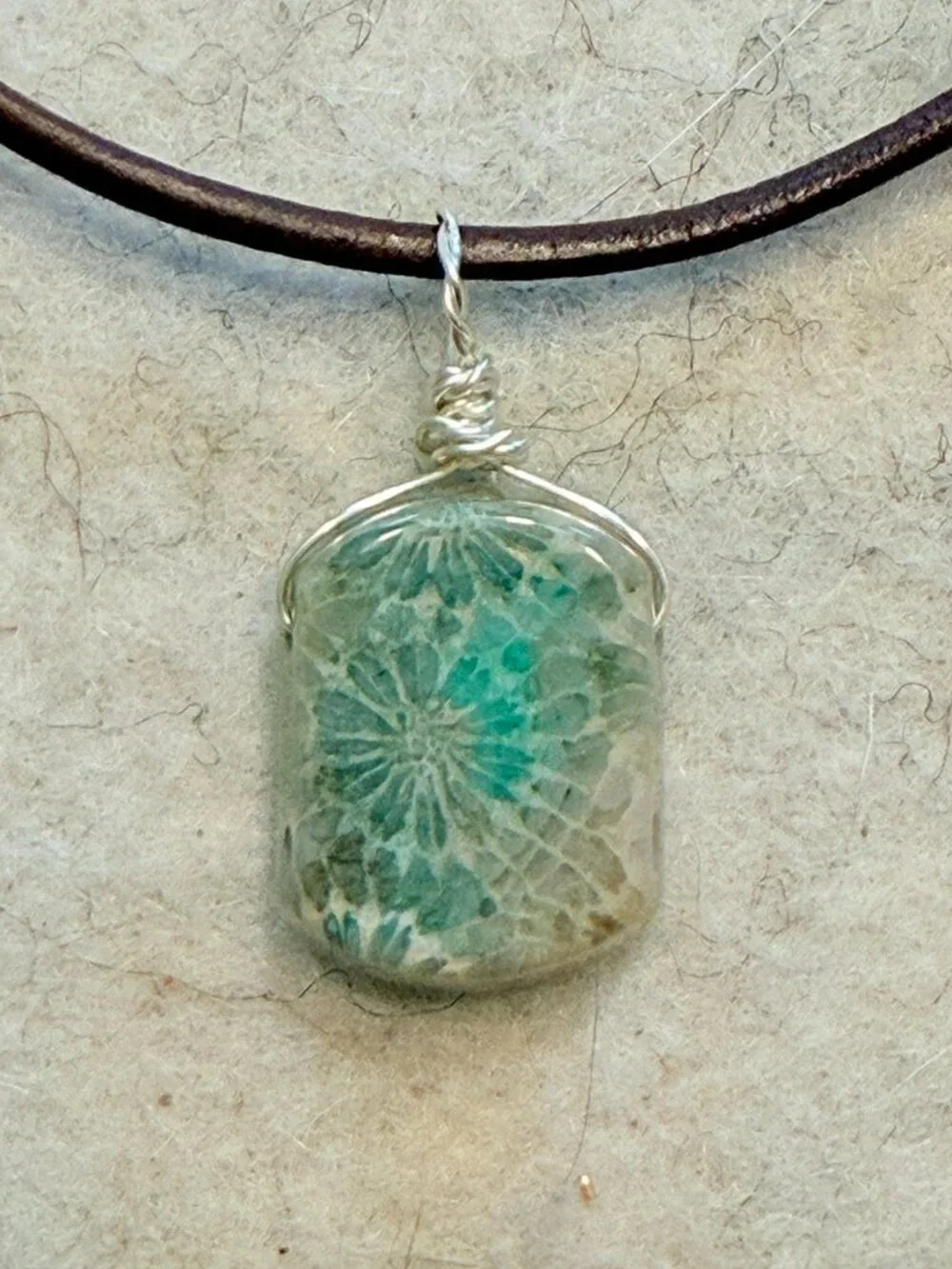 Coral Fossil Lucky Pick Necklace | Natural Stone Pendant